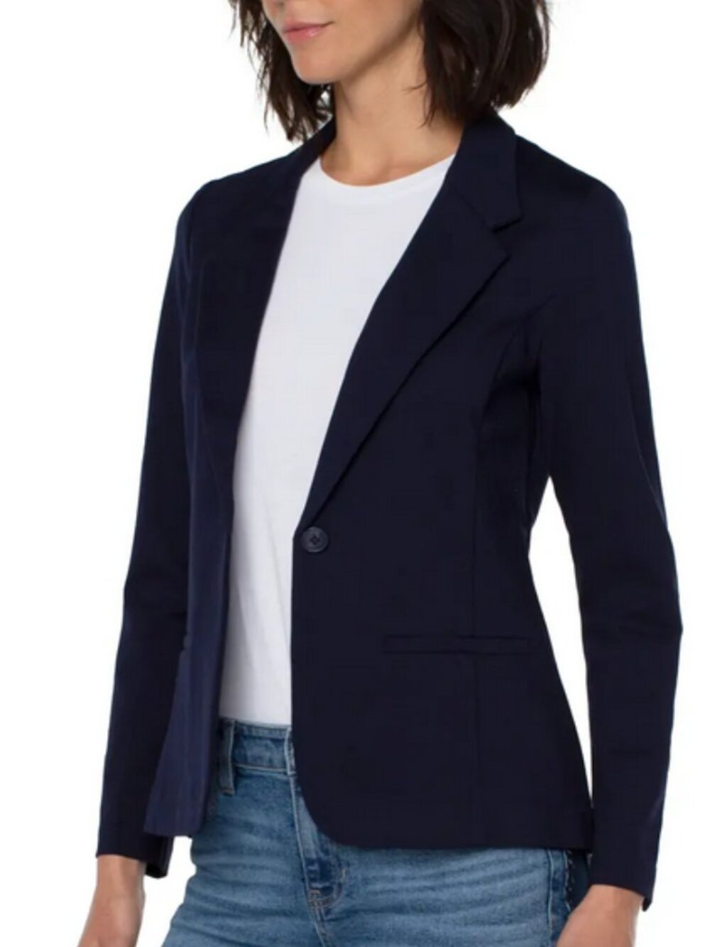 Liverpool Fitted Knit Blazer Navy Large